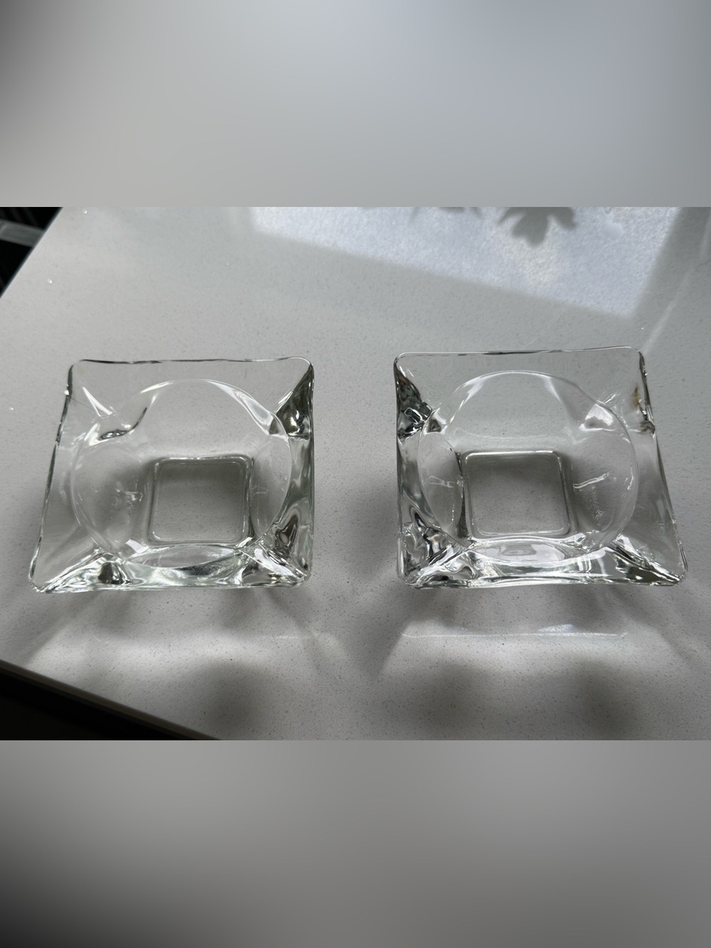 Vintage Anchor Hocking clear glass square ashtray-set of 2